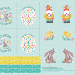 Spring Treats - Easter bags & cut outs Panel - by Lewis & Irene - Panel